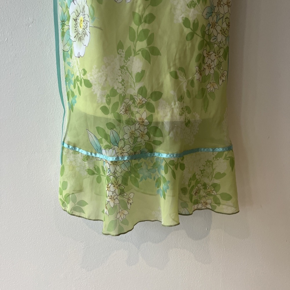 Green Floral Midi Slip Dress - Lightweight Summer Dress - Picture 2 of 9